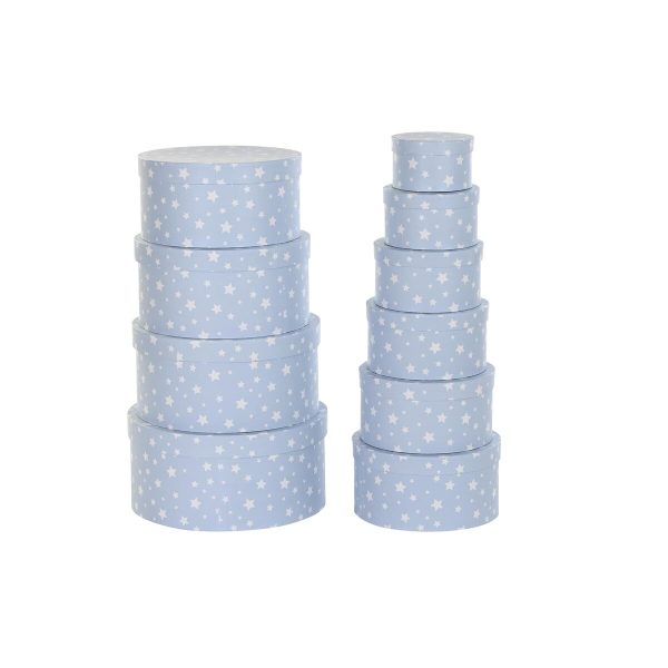 Set of Stackable Organising Boxes DKD Home Decor Circular Stars Children s Cardboard Online now