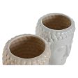 Planter Home ESPRIT White Beige Ceramic 15 x 15 x 25 cm (2 Units) For Discount