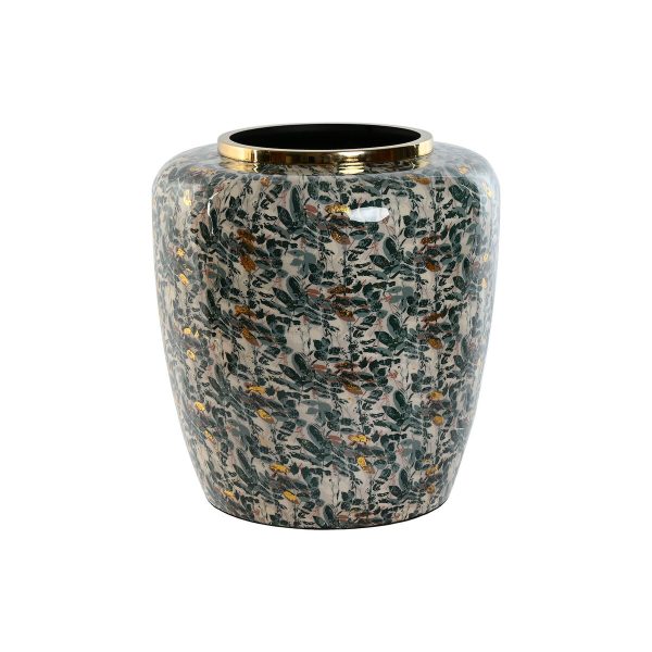 Vase Home ESPRIT Green Golden Metal 33 x 33 x 35,5 cm Online Hot Sale