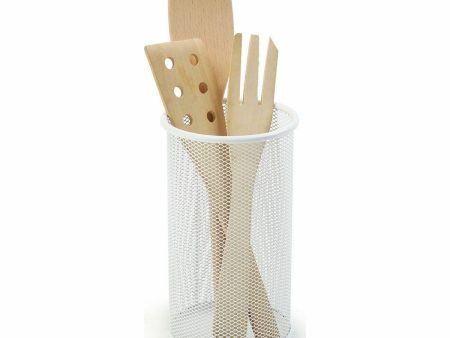 Pot for Kitchen Utensils Confortime Metal White (12 x 20 cm) For Sale