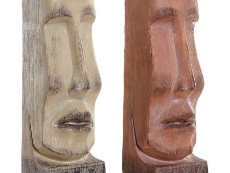 Planter DKD Home Decor 16 x 17 x 49 cm Face Beige Terracotta Resin (2 Units) Cheap