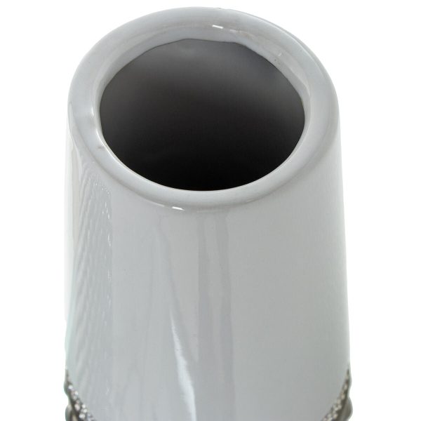 Vase Alexandra House Living White Silver Ceramic 12 x 40 x 12 cm Hot on Sale