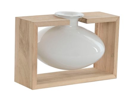 Vase Home ESPRIT White Natural Wood Crystal 22 x 16 x 15 cm Online