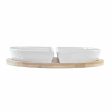 Appetizer Set DKD Home Decor White Multicolour Natural Bamboo Stoneware Tropical 21,5 x 21,5 x 1 cm (5 pcs) For Sale