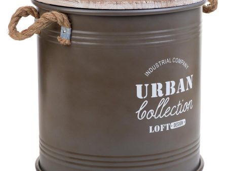 Storage Box with Lid Alexandra House Living Urban Brown Hemp Metal Fir wood 35 x 35 x 37 cm With handles Circular Cheap