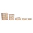 Basket set Home ESPRIT Green Beige Natural wicker 47 x 35 x 55 cm 5 Pieces on Sale