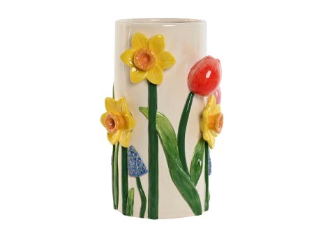 Vase Home ESPRIT White Multicolour Dolomite 17 X 18 X 26 cm Discount